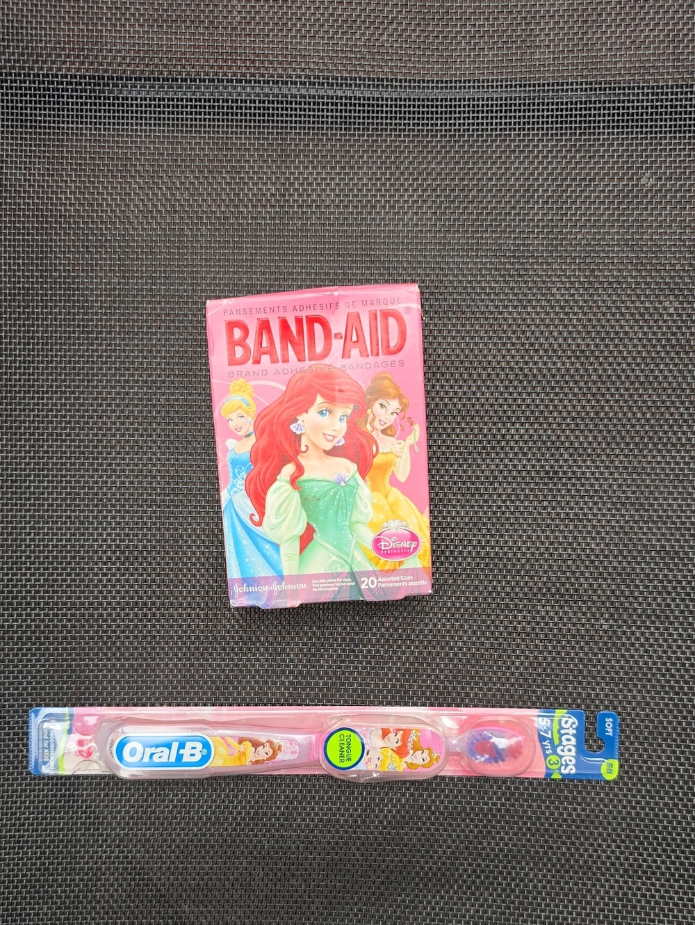 Oral B Kids Pink Disney Princess Toothbrush with Tongue Cleaner & FREE BANDAIDS